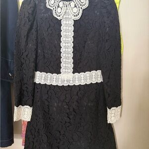Alice + Olivia Black Lace Long Sleeve Dress